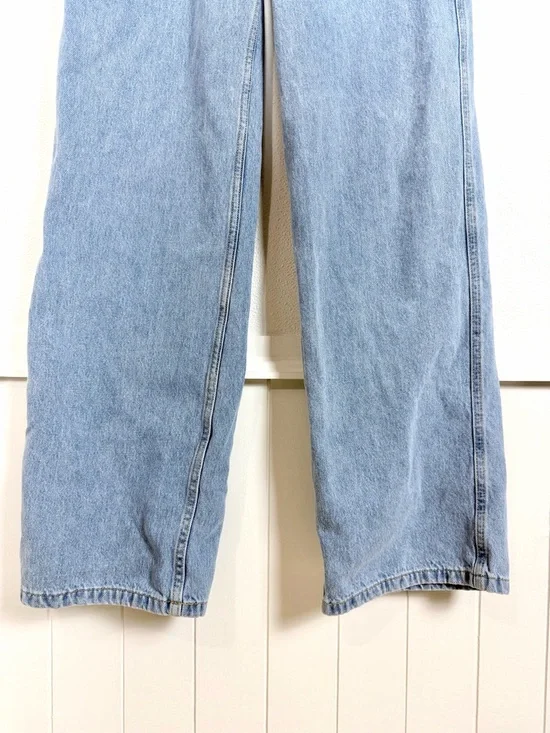 Sandro Paris High Waist Wide Straight Leg Jeans Light Wash 100% Cotton Denim 42 - Picture 6 of 16
